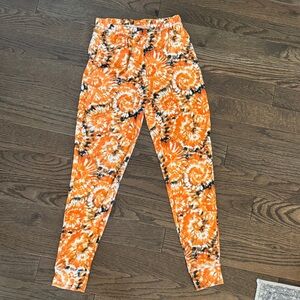 Girls orange tie dyed super soft leggings